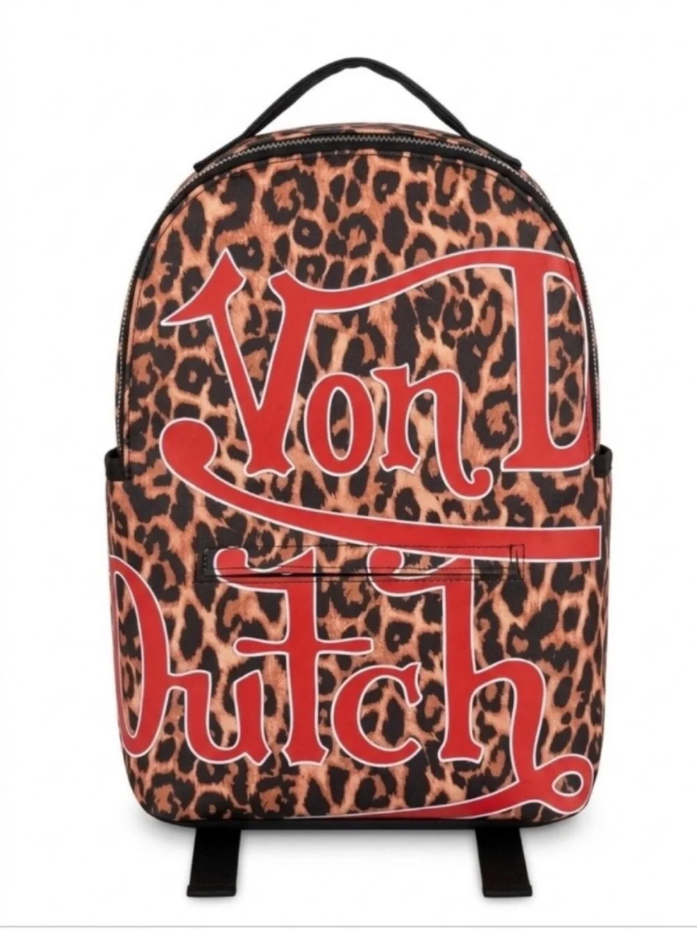 Von Dutch Leopard Print Backpack in Brown, Black and Red Logo NWT